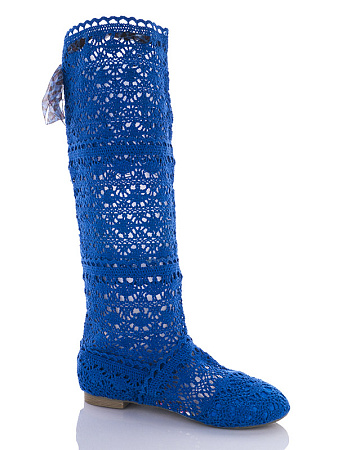 Сапоги Miss Ilonna Вязка ботфорт синий в магазине Фонтан Обуви