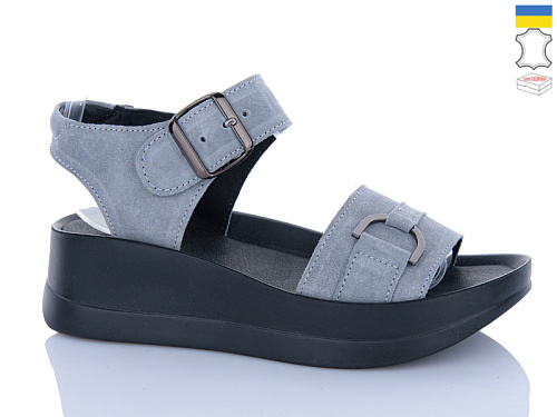 Босоножки Sali 1718-3 сірий замш чор-п в магазине Фонтан Обуви