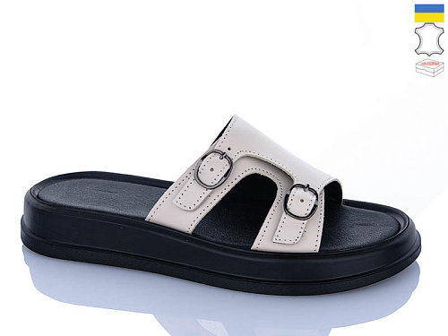 Шлепанцы Sali 11 бежевий к чор-п. в магазине Фонтан Обуви