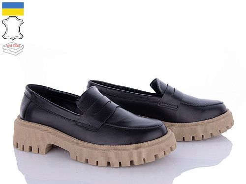 Туфли Gleb M297 чорний-бежевий шкіра в магазине Фонтан Обуви