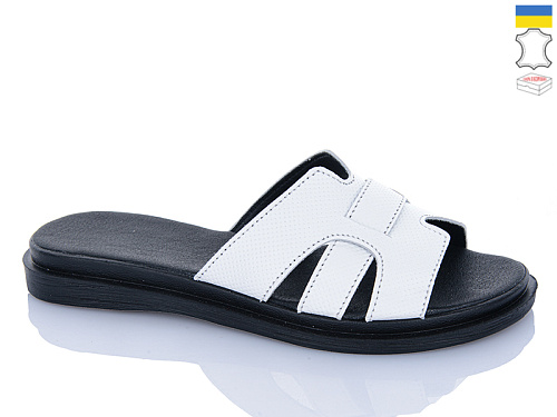 Шлепанцы Sali 301-1 білий перф.чор-п. в магазине Фонтан Обуви