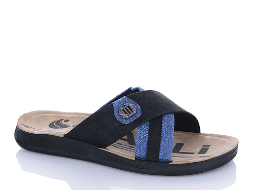 Шлепанцы Oskar 51-19 син-чорний в магазине Фонтан Обуви