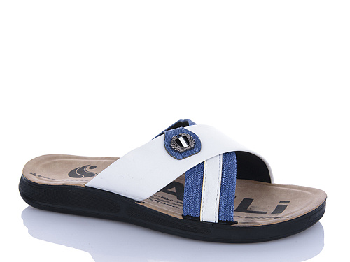 Шлепанцы Oskar 51-19 син-білий в магазине Фонтан Обуви