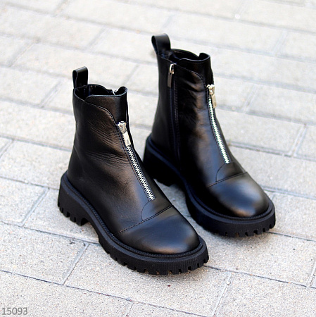 Ботинки 305 чорна шкіра мех в магазине Фонтан Обуви