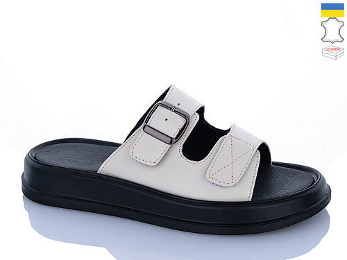 Шлепанцы Sali 10 бежевий к чор-п. в магазине Фонтан Обуви