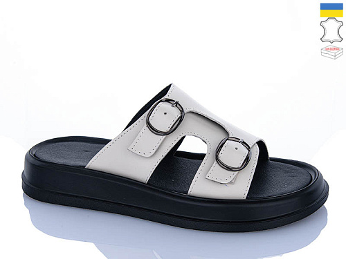 Шлепанцы Sali 12 бежевий к чор-п. в магазине Фонтан Обуви