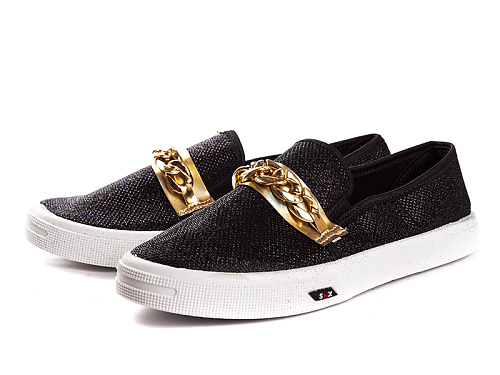 Слипоны Demur 2850-1 ланцюжок чорний в магазине Фонтан Обуви