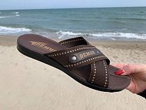 Шлепанцы Demur TRK DeMur brown-white в магазине Фонтан Обуви