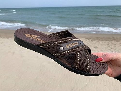 Шлепанцы Demur TRK DeMur brown-white в магазине Фонтан Обуви