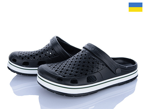 Кроксы Golden Lion M51 чорний біл-полоска в магазине Фонтан Обуви