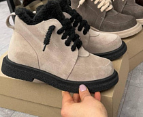 Ботинки Garti 369 беж замш мех в магазине Фонтан Обуви