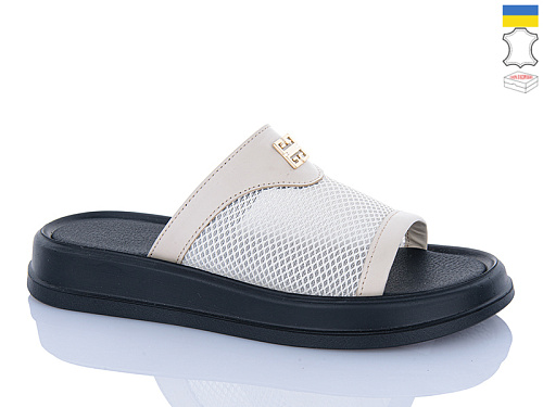 Шлепанцы Sali 229 бежевий чор-п в магазине Фонтан Обуви