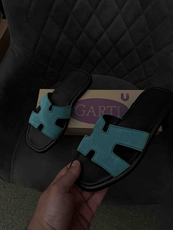 Шлепанцы 84 бірюза замш в магазине Фонтан Обуви