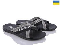 Шлепанцы Demur 2024-004-1 чорний-сірий батал в магазине Фонтан Обуви