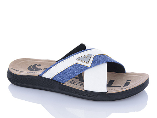 Шлепанцы Oskar 51-25 біл-синій в магазине Фонтан Обуви