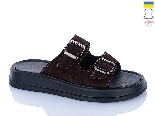 Шлепанцы Sali 91 шоколад з чор-п. в магазине Фонтан Обуви