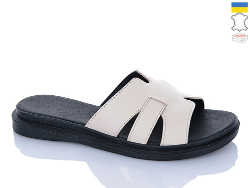 Шлепанцы Sali 301 бежевий чор-п. в магазине Фонтан Обуви