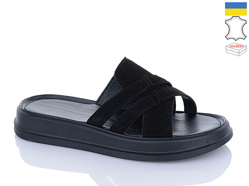 Шлепанцы Garti 5 чорний замш в магазине Фонтан Обуви