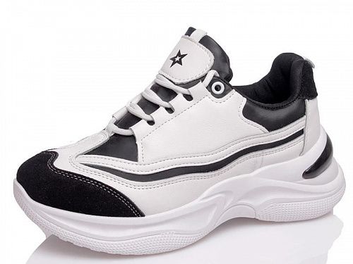 Кроссовки Prime N2031 WHITE-BLACK(36-40) в магазине Фонтан Обуви