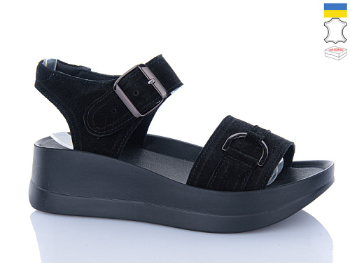 Босоножки Sali 1718-3 чорний замш чор-п в магазине Фонтан Обуви